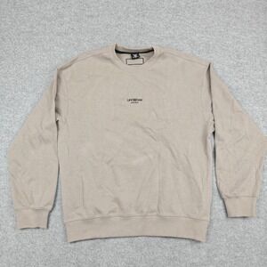 LifeWork Hideaway Sweatshirt Mens Medium Beige Logo Crewneck Pullover Graphic‎